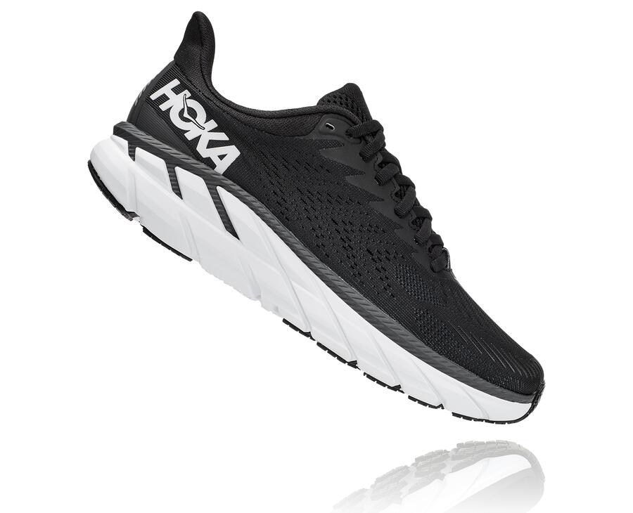 Tenis Hoka One One Mujer Negros/Blancos - Clifton 7 - OCVU69528